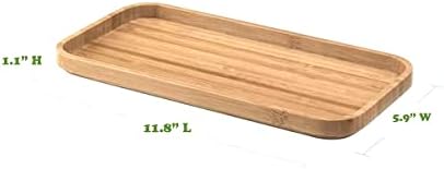Bamboo Vanity Tray,Bathroom Tray, Small Tray for Dresser Counter, 11.8L x 5.9W x 1.1H inch