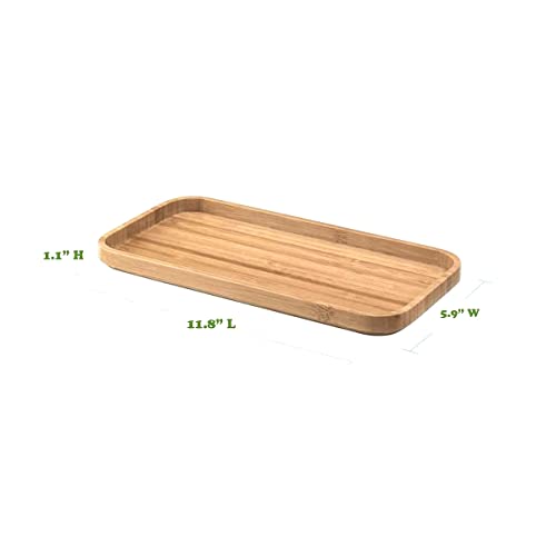 Bamboo Vanity Tray,Bathroom Tray, Small Tray For Dresser Counter, 11.8L X 5.9W X 1.1H Inch #TOP2