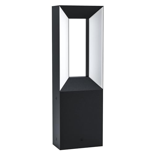 Eglo Lampe sur pied LED Riforano, lampadaire extérieur en fonte d’aluminium noir et plastique blanche, éclairage à 2 flammes, IP44