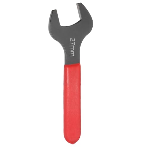 HARFINGTON Single Open End Wrench 27mm Metric 15 Degree Offset Angle U-Shaped Open Ended Spanner Small Flat Head Blackening Wrench with Red Shank for Automotive Repair Furniture Assembly