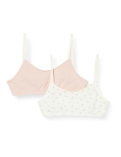 Petit Bateau Girls' Floral Patterned Cotton and Elastane Bralettes - 2-Pack Sizes 12-14 Years