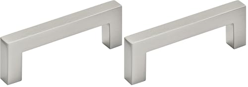 Image of Amerock | Cabinet Pull | Satin Nickel | 3 inch (76 mm) Center to Center | Monument | 2 Pack | Drawer Pull | Drawer Handle | Cabinet Hardware