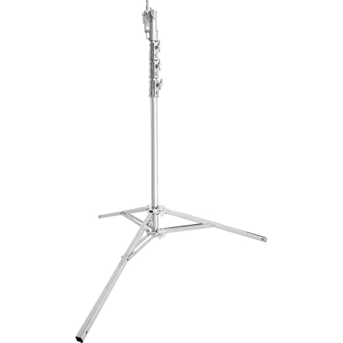 Image of Kupo Steel Senior Stand, 15.7' 3-Riser 4-Section Chrome Plated Stand with Leveling Leg, Universal Head w /1-1 /8 Junior Receiver and Retractable 5 /8 inch Baby Stud, 99.2lb Load (KS601312)