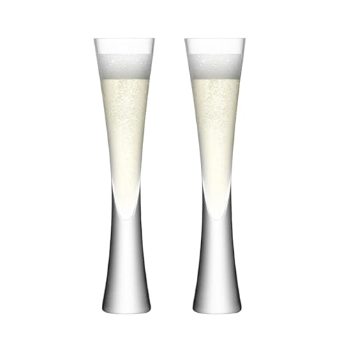 Eidoct 2 Crystal Champagne Flutes, 150ml Mouthblown & Handmade Glasses, Clear Liqueur Glasses for Prosecco, Mimosa, Cocktails & Wedding Toasts