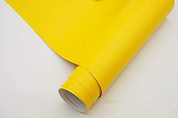 Image of WISDOM Solid Matte Yellow Wrap Vinyl Car & Bike Wrap Sheet Vinyl Car Wrap Sheet Roll Film Sticker Decal Sticker (24 inch x 360)