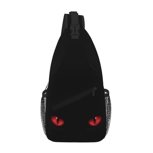 Image of SUPLUCHOM Sling Bag Red Eyes Cat Hiking Daypack Crossbody Shoulder Backpack Travel Chest Pack for Men Women