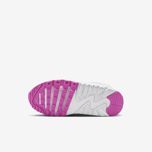 Nike Air Max 90 EasyOn Little Kids' Shoes (HF6357-101, White/Laser Fuchsia) Size 22