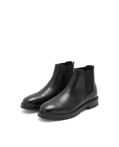 Buy Rarez Men's Gum-1 Black Leather Fabric Chelsea Boots at Amazon.in - Image 4