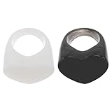 SUPVOX Anillos de Dedo Vintage Retro 2 Piezas Acrílico Corazón Negro y Color Claro, Anillo Decorativo Sencillo para Hombre y Mujer, Joyería de Moda para Uso Diario y Fiestas
