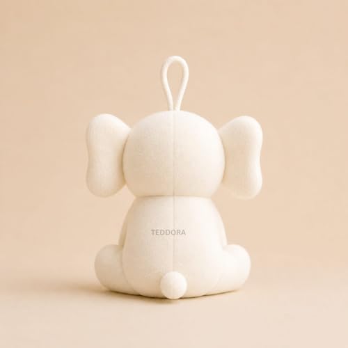 Image of Baby Ele Soft Toy for Girls Boys Kids, White, Dog Animal Plush Stuffed Teddy Gift Birthday, 18 cm