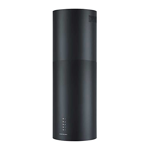 Cookology CYL351BK Cyclinder Island Cooker Hood in Black - 35cm Width - Modern Extendable Extractor Fan - LED Lights - Energy Rating A - 3 Speed Settings - Adjustable Height