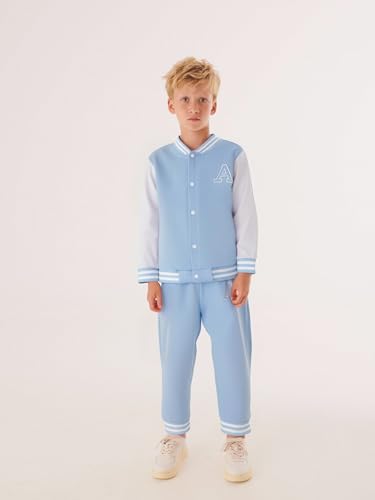 Image of Cakaner Boys Color Block Button Down Shirt and Jogger Pants Button Up Sweatsuits Sets (Size: 5-12T)