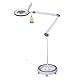 Lumeno dimmbare LED Lupenleuchte 8515GR mit großer 152 mm Echtglaslinse, einstellbare Helligkeitsstufen, geeignet als Arbeitsleuchte, Lupenlampe, Lesehilfe, 5 Dioptrien mit Rollstativ Grau