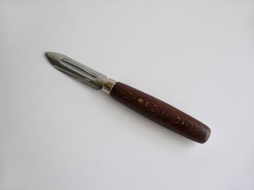 Tredoni EI1 2.8 Inch Vegetable Peeler Scraper & Core Extractor - Potato/Carrot/Apple Peeler - Wooden Handle thumb #2