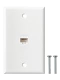 BNPUHIU Ethernet Wall Plate, 1 Port Cat6 Keystone Female to Female Wall Plate, RJ45 Keystone Inline Coupler Removable for Cat7/6/5/5e Ethernet Devices - White