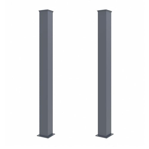 Casanoov Lot de 2 Poteaux EIFEL Aluminium 15x15 cm H.190 cm Gris Anthracite | Support Portail et Portillon Jusqu’à 180 cm Pose à Visser ou Sceller |...