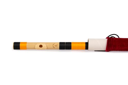 Image of Radhe Flutes | A Natural Right Handed Base Bansuri | Black & Orange| Tuned With Tanpura A=440Hz | PVC Flute + Velvet Cover + Hindi & English Flute Lessons