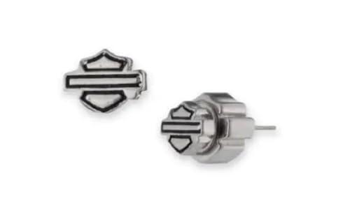 Harley-Davidson Womens 6mm Bar & Shield Logo Stud Earrings Stainless Steel