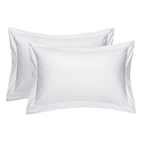 Pack of 2 White Oxford Pillowcases |Standard 50x75cm Pillow Covers| 400 Thread Count 100% Egyptian Cotton Hotel Quality Pillow Sham - Decorative Bedroom Pillow Case Pair Cover