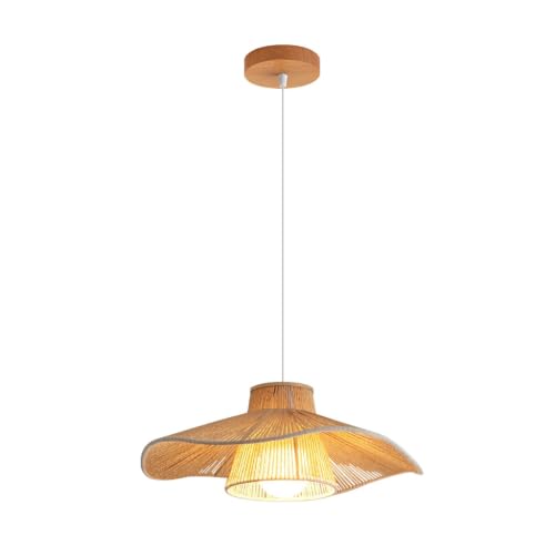 Lámpara de techo colgante de ratán E27 estilo bohemio beige para isla de cocina