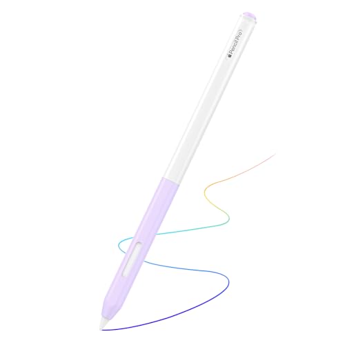 MoKo Case for Apple Pencil Pro/ 2nd Generation, Crystal Clear Silicone Protective Cover Sleeve Compatible with Apple Pencil Magnetic Charging and Double Tap, Purple