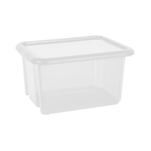 EDA - Boîte de rangement 30 L Funny Box - Avec couvercle - Emboîtable et Superposable - 45 x 37 x H.24,5 cm - Transparent, Naturel