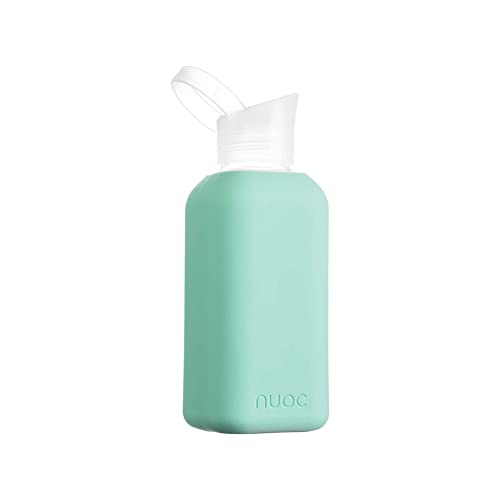 NUOC | Botella de agua cristal | 500 ml | Botella de agua reutilizable | Botella de cristal con funda de silicona | Bebidas...