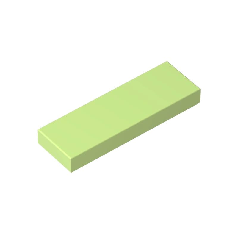 Gobricks 63864 Foundation Plate Tile 1x3 50 Pieces GDS-562 Compatible with Lego Building Blocks Color:Yellowish Green — image 1