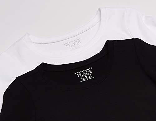 The Children's Place Baby Girls And Toddler Long Sleeve Basic Layering T-Shirt T Shirt, Black/White 2 Pack, 3T Us #TOP1
