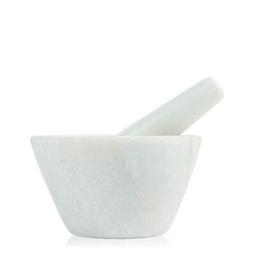 Mortier Spicy de Boska/Va au lave-vaisselle/Marbre élégant/Mortier et pilon/Blanc / ⌀ 10 cm