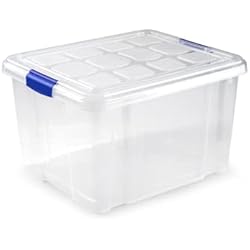 ForenTex Cajas almacenaje de plástico transparente con tapa y cierres a presión, perfectas para organizar espacios (N2-25L)