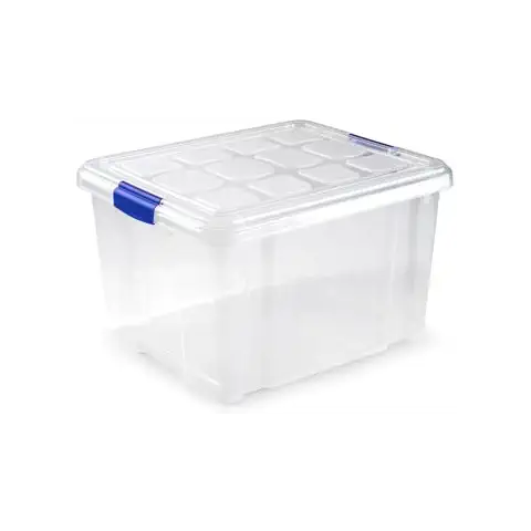 Caja de almacenaje de plástico transparente ForenTex con tapa y cierres a presión Cover