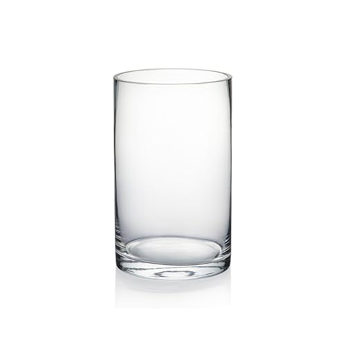 WGVI Quality Thick Clear Cylinder Glass Vase, 3" W x 5" H, Floral Container, Glass Candle Holder, Flower Vases, Wedding Centerpiece, Planter Terrarium, Table Top Home Décor Accent, 1 Piece