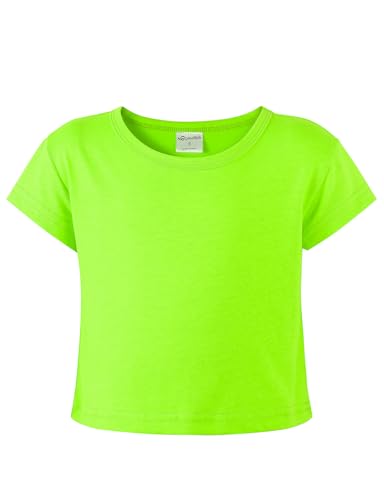 Noomelfish Girls Short Sleeve Crop Tops Kids Summer Dance Cropped T-Shirts (5-14 Years)