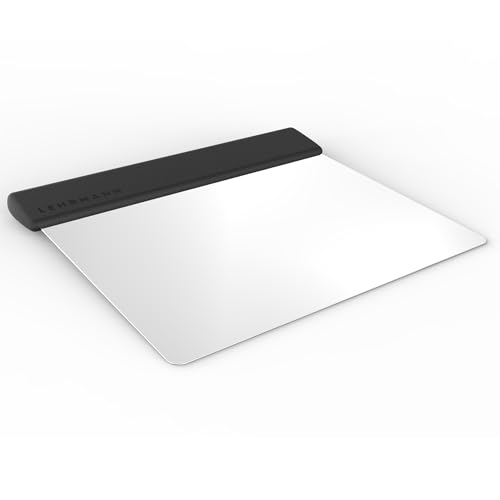 LEHRMANN Teigschaber/Schaber für Teig aus Edelstahl 12 cm Bäckerspachtel Teigschneider Teigspachtel Spachtel mit schwarzem Griff Abstecher zur Teigbearbeitung Teigabstecher