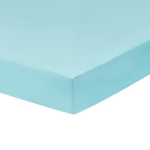 Image of Everyday Kids Fitted Crib Sheet, 100% Soft Breathable Microfiber Baby Sheet, Fits Standard Size Crib Mattress 28in x 52in, Aqua Nursery Sheet
