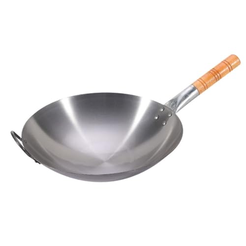 Wok de acero inoxidable con mango de madera 52 x 40 cm miniatura 1