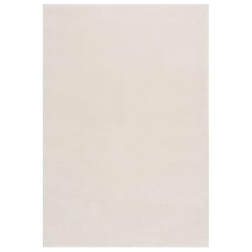 vidaXL 5x7.5 Ft Modern Area Rug, Soft Plush Fluffy Low Pile, Anti-Slip Backing, Washable Rectangular Rug for Living Room, Bedroom & Nursery, Cream White