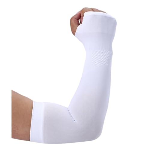 KUHNMARVIN 2 pares de mangas de compresión con protección UV para el sol, para tatuajes, baloncesto, fútbol americano, 2 pares blancos con cubierta de mano, Medium
