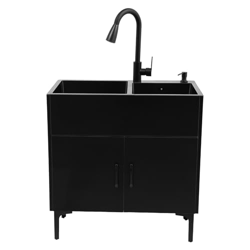 éVier De Cuisine Autoportant,éVier D'ExtéRieur Avec Meuble Bas Et Robinet Extensible 75 * 41 * 78cm - En Acier Inoxydable, Avec 2 Bacs,éGouttoir Et Bonde,Pour...