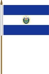 SUPERDAVES SUPERSTORE El Salvador Small 4 X 6 Inch Mini Country Stick Flag Banner with 10 Inch Plastic Pole Polyester New