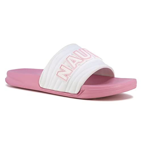 Nautica Kids Girls Slip-On Sandal Athletic Slide Youth Big Kid Little Kid-Loch Girls-White Candy Pink Size-2