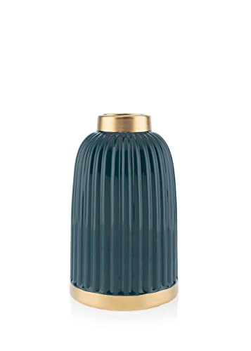 HowHomely Blumenvase Rosie grün mit Gold Glamour-Design 20 cm Cover