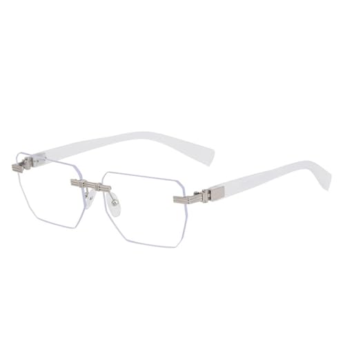 Lunettes de soleil carrées surdimensionnées sans monture vintage de luxe