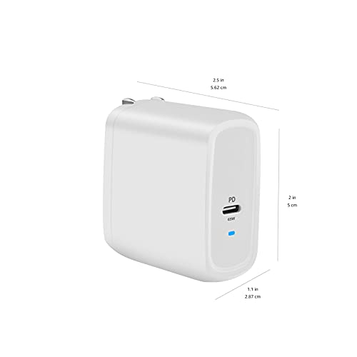 Image of Amazon Basics 65W One-Port GaN USB-C Wall Charger with Power Delivery PD, Foldable Plug, Portable, Fast Charging for Laptops, Tablets & Phones, Non-PPS, White