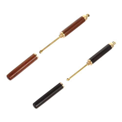 KOMBIUDA 2個耳垢スプーン 属製耳かきツール 実用的な耳ケア用品 携帯便利 耐久性あり 滑らかな表面 掃除用スプーン
