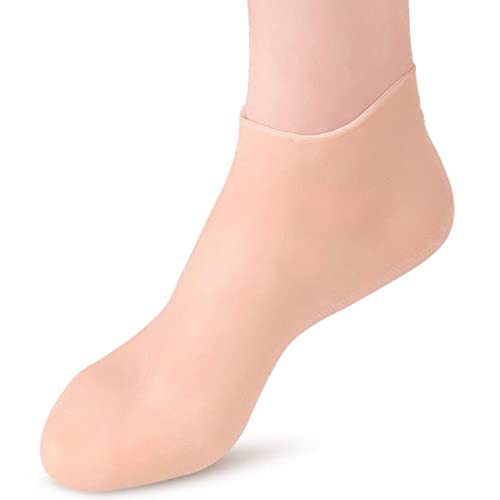 Fzbnsrko 3 Pairs Silicone Socks,Silicone Moisturizing Socks Aloe Socks,Silicone Gel Heel Socks For Foot Care Repairing Dry Feet,Cracked Heel(L Size,Beige) #TOP2