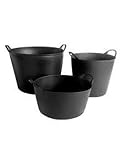  Jardin202 - Espuerta de plástico  Capazo agrícola  Negro  Pack x10 uds (42 L)