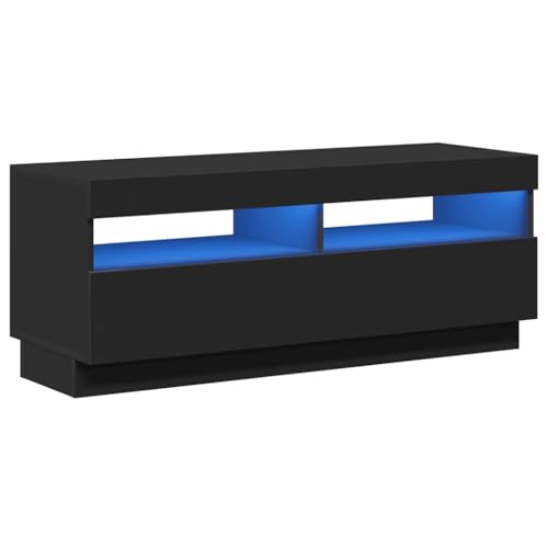 vidaXL TV Cabinet with LED Lights TV Unit Stand Entertainment Centre HiFi Storage Cabinet Lowboard Living Room Bedroom Furniture Black