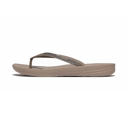 FitFlop Women's Iqushion Ombre-Sparkle On Taupe/Pewter Flip-Flops